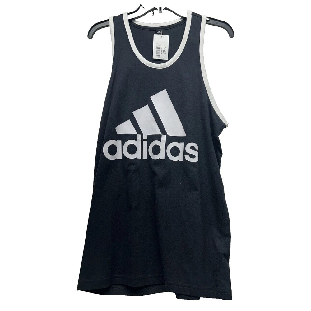 Adidas Men's Small Badge of Sport Classic Tank Top Black White Contrast (C7)